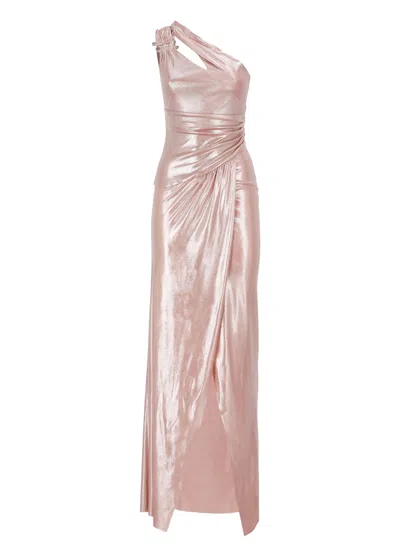 Pinko Fringuello Jersey Long Dress In Beige