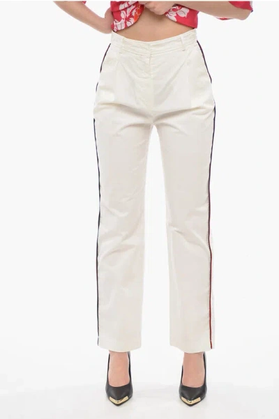 Pinko Front-pleated Pants With Side Striped In White