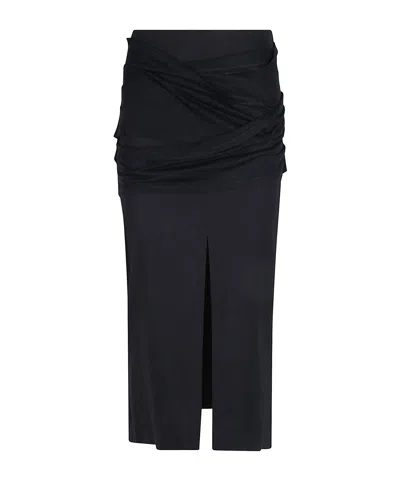 Pinko Front-slit Wrap-detailed Midi Skirt In Black