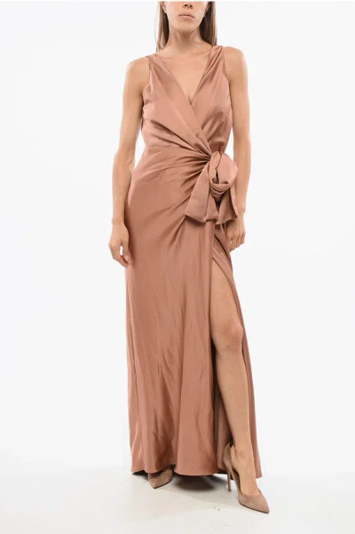 Pinko Frontal Draped Wrap Dress In Nude