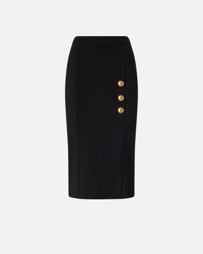 Pinko Full Milano Knit Pencil Skirt In Black
