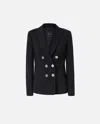 Pinko Full Milano-knit Technical Fabric Blazer In Black