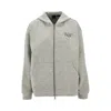 Pinko Full-zip Hoodie With Crystals Love Birds In Grey