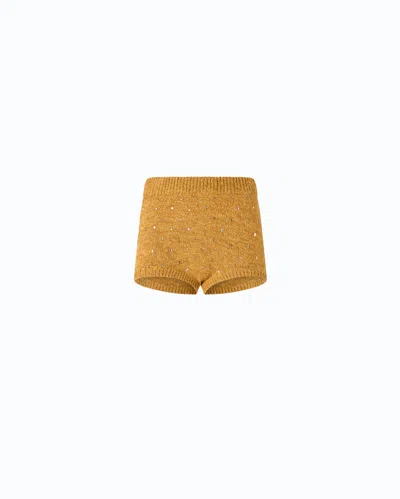 Pinko Crystal-embellished Knitted Shorts In Brown