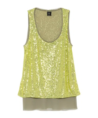 Pinko Fully Sequin Embellished Vest Top In Green