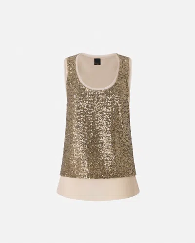 Pinko - Fully Sequinned Vest Top - S In Green