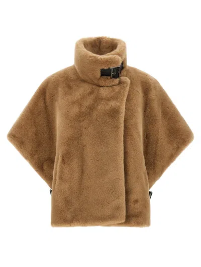 Pinko Fur Cape In Brown