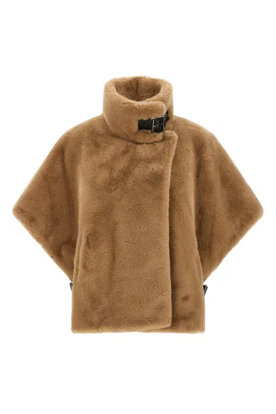Pinko Fur Cape In Beige