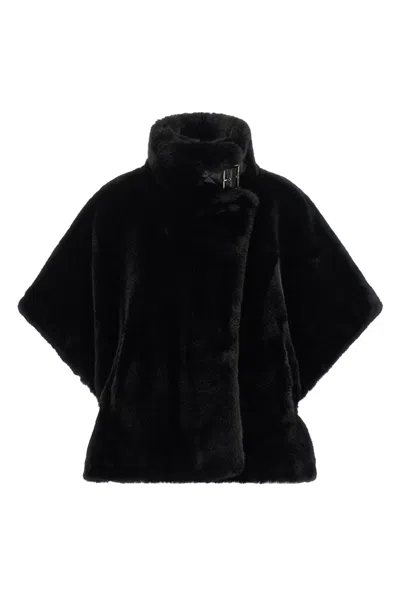 Pinko Fur Cape In Black