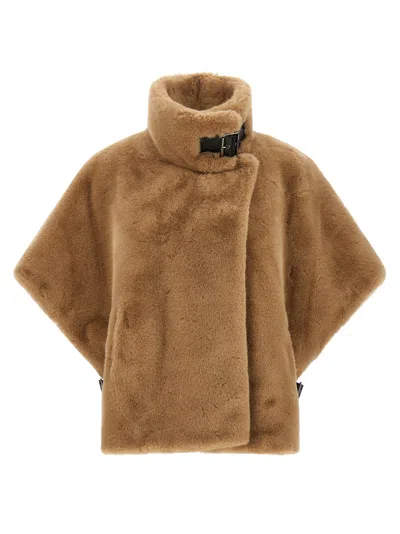 Pinko Fur Cape In Brown