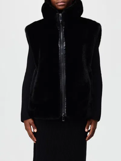 Pinko Fur Coat  Woman Color Black In Animal Print