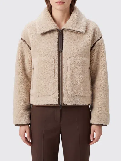 Pinko Fur Coat Woman Color White In Neutral