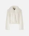 Pinko Fur-effect Pea Coat In White