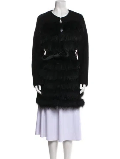Pre-owned Pinko Fur Fur Coat In Black