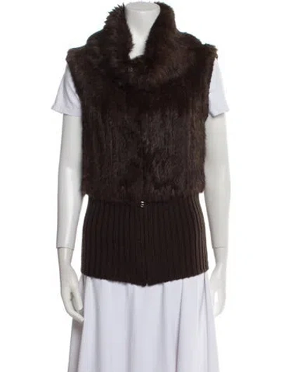 Pre-owned Pinko Fur Jacket In Brown