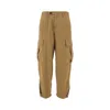 Pinko Gabardine Cargo Trousers Utility Pockets In Brown