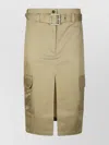 Pinko Gabardine Skirt With Cargo Pockets And Slit