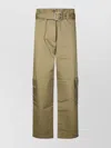 Pinko Gabardine Trousers Featuring Cargo Pockets In Green
