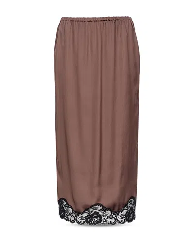 Pinko Gabbia Gonna Satin Skirt In Brown/black