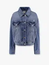Pinko Denim Jacket Distressed Flap Pockets In Blue