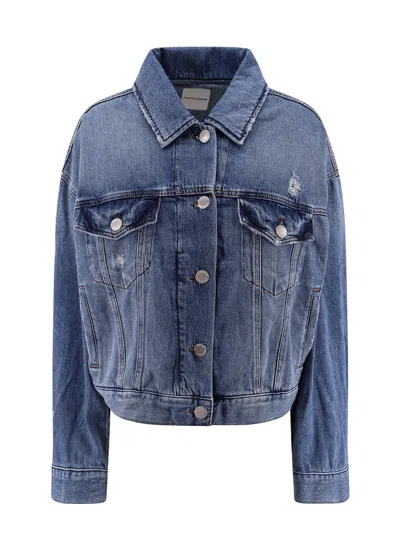 Pinko Gaborone Crop Fit Denim Jacket In Blue