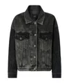 Pinko Stonewashed Embellished Denim Jacket In Black