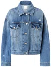 Pinko Denim Jacket Distressed Flap Pockets In Blue