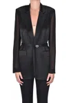 Pinko Tailored Black Blazer With Tie Belt In Black