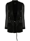 Pinko Tailored Black Blazer With Tie Belt In Black