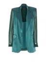 Pinko Transparent Sleeve Padded Shoulder Jacket In Green