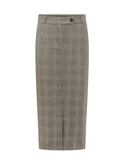 Pinko Galega Wool Blend Midi Skirt In Gray
