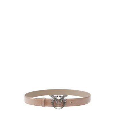 Pinko Galleria 3-cm Belt In Glossy Python Skin In Brown