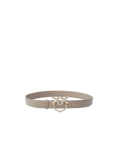 Pinko Galleria 3-cm Leather Belt With Birds Buckle In Brown