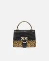 Pinko Galleria Animal And Croc-print Bag With Shoulder Strap In Noir/or-or Clair