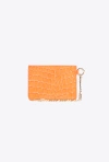 Pinko Galleria Card Holder In Shiny Coloured Croc-print Leather In Orange-light Gold