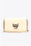 Pinko Galleria Classic Love Bag Click In Shiny Two-tone Crocodile-print Leather In Hay-light Gold