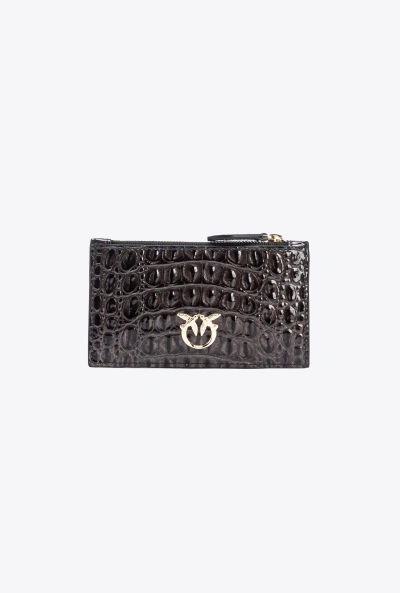 Pinko Galleria Croc-print Card Holder In Black