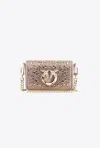 Pinko Galleria Full-rhinestone Micro Love Bag Click In Beige - Fer-or Clair