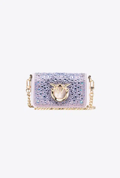 Pinko Galleria Full-rhinestone Micro Love Bag Click In Dégradé Orchidée-or Clair