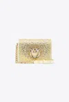 Pinko Galleria Full-rhinestone Mini Love Bag Click In Beige Safari-or Clair