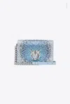 Pinko Galleria Full-rhinestone Mini Love Bag Click In Bleu Éther-nickel Brillant