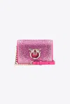 Pinko Galleria Full-rhinestone Mini Love Bag Click In Rose -or Clair