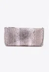 Pinko Galleria Horizontal Flat Crossbody Bag In Glittery Reptile Leather In Lilas-vieil Argent