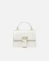 Pinko Galleria Laminated Reptile Skin Bag With Shoulder Strap And Handle In Blanc/argent-or Clair