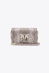 Pinko Galleria Mini Click Shoulder Bag In Glitter Reptile In Beige - Fer-or Clair