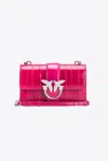 Pinko Galleria Mini Love Bag One In Eel Skin In Pink -old Silver