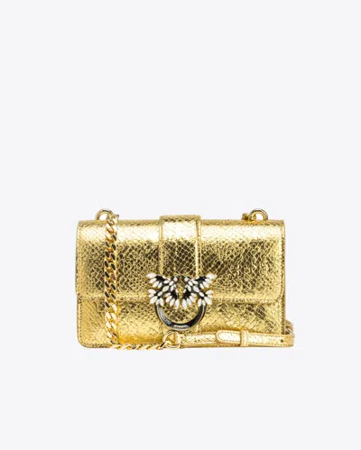Pinko Galleria Mini Love Bag One In Punched Reptile Skin In Zzly