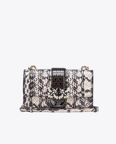 Pinko Galleria Mini Love Bag One In Reptile And Crocodile-print Leather In Zz1l