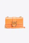 Pinko Galleria Mini Love Bag One In Shiny Coloured Crocodile-print Leather In Arancione-light Gold