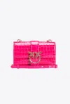 Pinko Galleria Mini Love Bag One In Shiny Coloured Crocodile-print Leather In Pink -light Gold